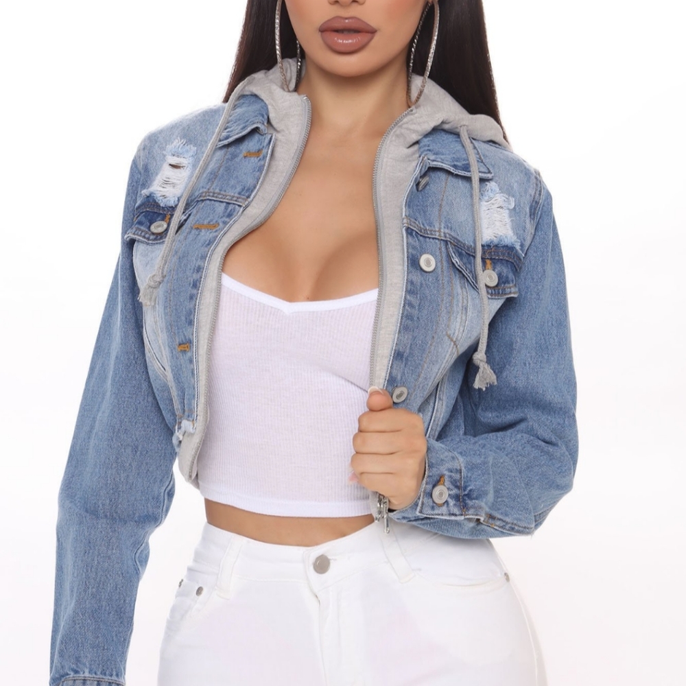 Distressed Double layered jean jacket